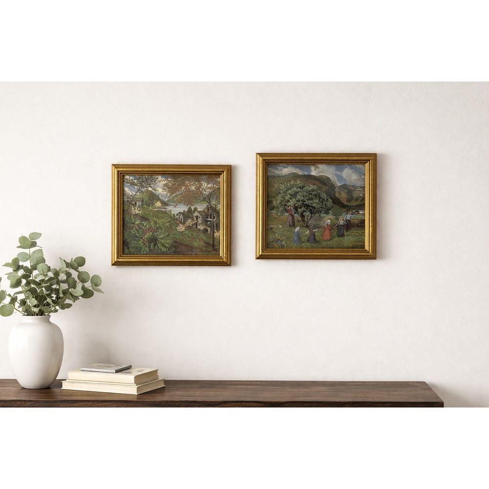 Nikolai Astrup Framed Prints Set Rhubarb‎ Summer Wind Vintage Art Landscape Euro